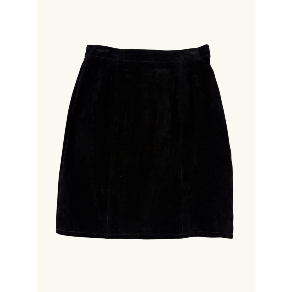 Global Identity G-III Womens Black Suede Leather Mini Skirt Size 11/12 Vintage
